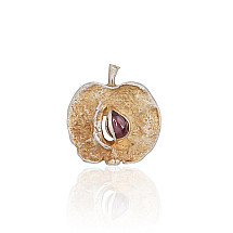 Серебряная брошь, Серебро 925 проба, оксид (покрытие), Гранат