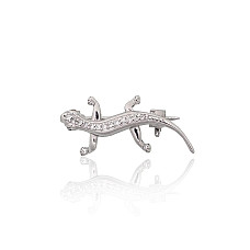 Серебряная брошь, 2 g, Серебро 925 проба, родий (покрытие), Цирконы