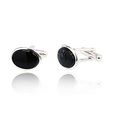 Серебряные запонки, 8 g, Серебро 925 проба, Оникс