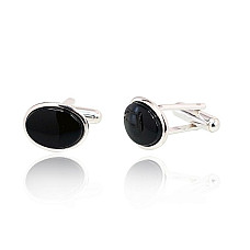Серебряные запонки, 8.1 g, Серебро 925 проба, Оникс