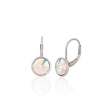 Серебряные серьги на английском замке, 2.6 g, Серебро 925 проба, родий (покрытие), Кристаллы