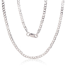 Hõbekett Curb 2.5 mm, kantide teemanttöötlus, Hõbe 925 proov, roodium (kate)