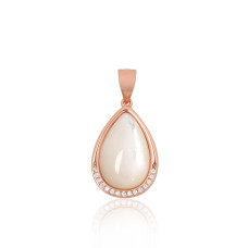 Серебряный кулон, Серебро 925 проба, красное золото (покрытие), Цирконы, Перламутр