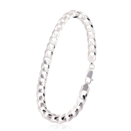 Hõbekett Curb 6.9 mm, kantide teemanttöötlus, Hõbe 925 proov