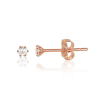Золотые серьги-пуссеты, Красное Золото 585 проба, Цирконы
