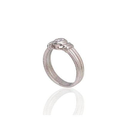 Kihlasõrmused,  - Hõbesõrmus, 17.5, 4.2 g, Hõbe 925 proov, roodium (kate), Tsirkonid