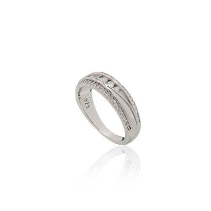 Серебряное кольцо, 17, 3.7 g, Серебро 925 проба, родий (покрытие), Цирконы, - 2102002000021 Женские, - Серебряное кольцо, 17, 3.7 g, Серебро 925 проба, родий (покрытие), Цирконы