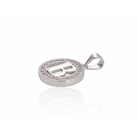 Серебряный кулон, Серебро 925 проба, родий (покрытие), Цирконы, Буква B - 2300997879831 Буквы, Буква B - Серебряный кулон, Серебро 925 проба, родий (покрытие), Цирконы