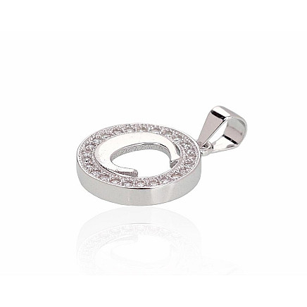 Серебряный кулон, Серебро 925 проба, родий (покрытие), Цирконы, Буква C - 2300998879915 Буквы, Буква C - Серебряный кулон, Серебро 925 проба, родий (покрытие), Цирконы