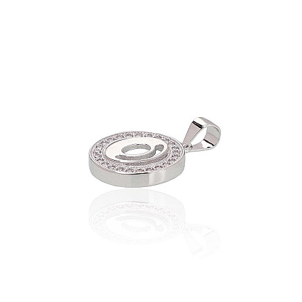 Серебряный кулон, Серебро 925 проба, родий (покрытие), Цирконы, - 2301010879654 Буквы, - Серебряный кулон, Серебро 925 проба, родий (покрытие), Цирконы