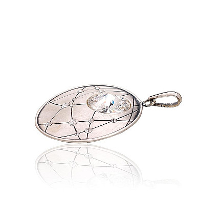 Серебряный кулон, Серебро 925 проба, оксид (покрытие), Кристаллы, - 2301535000205 Женские, - Серебряный кулон, Серебро 925 проба, оксид (покрытие), Кристаллы