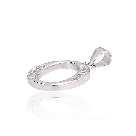 Серебряный кулон, Серебро 925 проба, родий (покрытие), Цирконы, Буква O - 2301619000015 Буквы, Буква O - Серебряный кулон, Серебро 925 проба, родий (покрытие), Цирконы
