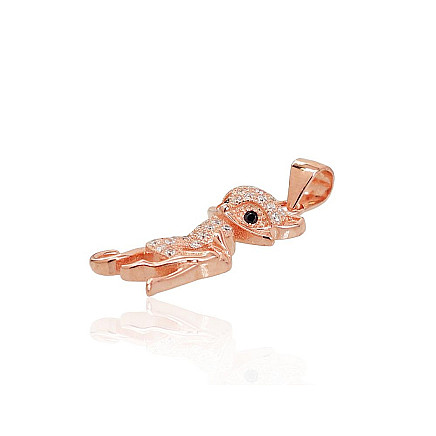 Серебряный кулон, Серебро 925 проба, красное золото (покрытие), Цирконы, Кошка - 2301647000070 С золотым покрытием, Кошка - Серебряный кулон, Серебро 925 проба, красное золото (покрытие), Цирконы
