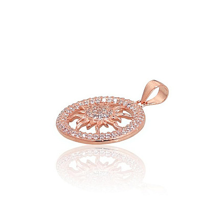 Серебряный кулон, Серебро 925 проба, красное золото (покрытие), Цирконы, - 2301767000066 С золотым покрытием, - Серебряный кулон, Серебро 925 проба, красное золото (покрытие), Цирконы