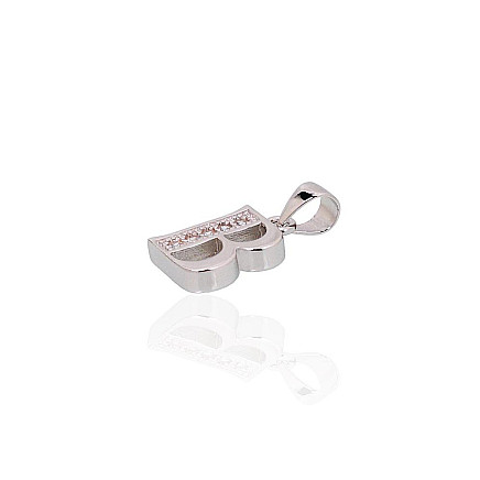 Серебряный кулон, Серебро 925 проба, родий (покрытие), Цирконы, Буква B - 2301833000013 Буквы, Буква B - Серебряный кулон, Серебро 925 проба, родий (покрытие), Цирконы