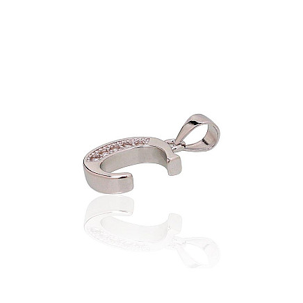 Серебряный кулон, Серебро 925 проба, родий (покрытие), Цирконы, Буква C - 2301834000029 Буквы, Буква C - Серебряный кулон, Серебро 925 проба, родий (покрытие), Цирконы