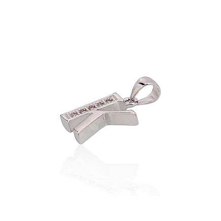 Серебряный кулон, Серебро 925 проба, родий (покрытие), Цирконы, Буква K - 2301842000011 Буквы, Буква K - Серебряный кулон, Серебро 925 проба, родий (покрытие), Цирконы