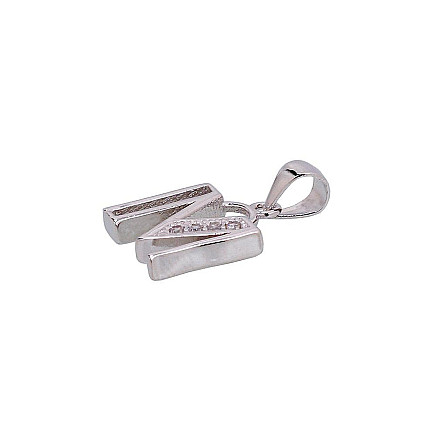 Серебряный кулон, Серебро 925 проба, родий (покрытие), Цирконы, Буква M - 2301844000019 Буквы, Буква M - Серебряный кулон, Серебро 925 проба, родий (покрытие), Цирконы