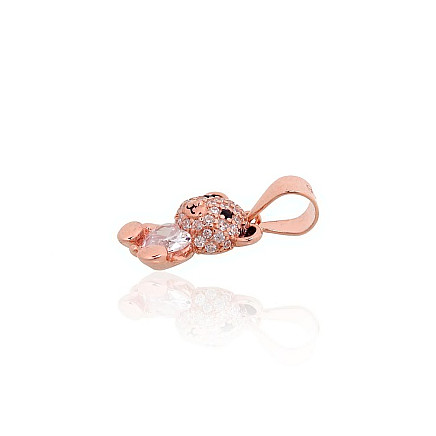 Серебряный кулон, Серебро 925 проба, красное золото (покрытие), Цирконы, Ювелирная эмаль, Медвежонок - 2301984000054 С золотым покрытием, Медвежонок - Серебряный кулон, Серебро 925 проба, красное золото (покрытие), Цирконы, Ювелирная эмаль