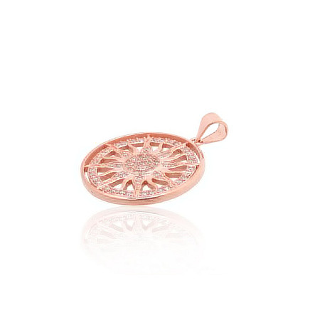 Серебряный кулон, Серебро 925 проба, красное золото (покрытие), Цирконы, - 2301993000045 С золотым покрытием, - Серебряный кулон, Серебро 925 проба, красное золото (покрытие), Цирконы