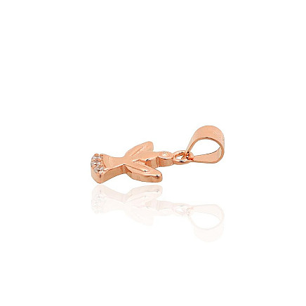 Серебряный кулон, 0.8 g, Серебро 925 проба, красное золото (покрытие), Цирконы, Ангел - 2302042000016 С золотым покрытием, Ангел - Серебряный кулон, 0.8 g, Серебро 925 проба, красное золото (покрытие), Цирконы