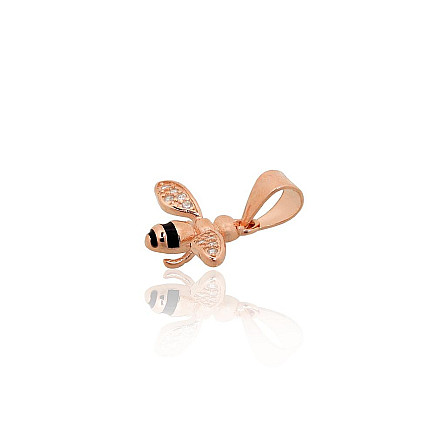Серебряный кулон, 0.8 g, Серебро 925 проба, красное золото (покрытие), Цирконы , Ювелирная эмаль, Пчела - 2302044000014 С золотым покрытием, Пчела - Серебряный кулон, 0.8 g, Серебро 925 проба, красное золото (покрытие), Цирконы , Ювелирная эмаль