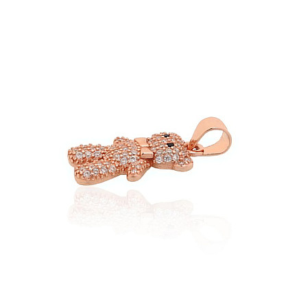 Серебряный кулон, Серебро 925 проба, красное золото (покрытие), Цирконы, Медвежонок - 2302046000012 С золотым покрытием, Медвежонок - Серебряный кулон, Серебро 925 проба, красное золото (покрытие), Цирконы