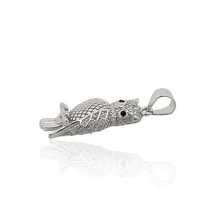 Серебряный кулон, Серебро 925 проба, родий (покрытие), Цирконы, Сова - 2302047000042 Женские, Сова - Серебряный кулон, Серебро 925 проба, родий (покрытие), Цирконы