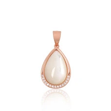 Серебряный кулон, Серебро 925 проба, красное золото (покрытие), Цирконы, Перламутр