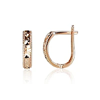 Золотые серьги на английском замке, 1.14 g, Красное Золото 585 проба