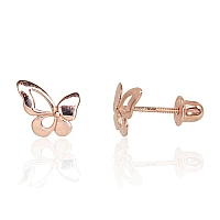 Золотые серьги-пуссеты с винтами, 0.35 g, Красное Золото 585 проба
