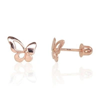 Золотые серьги-пуссеты с винтами, 0.36 g, Красное Золото 585 проба