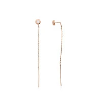Золотые серьги, 0.98 g, Красное Золото 585 проба, Цирконы