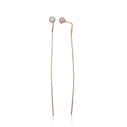 Muu,  - Kuldkõrvarõngad, 1.25 g, Punane Kuld 585 proov, roodium (kate) , Tsirkonid