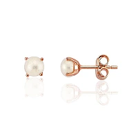 Золотые серьги-пуссеты, 1.14 g, Красное Золото 585 проба, Жемчуг