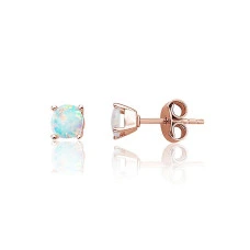 Золотые серьги-пуссеты, 0.94 g, Красное Золото 585 проба, Опалит
