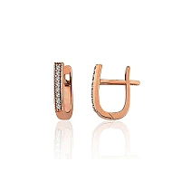 Золотые серьги на английском замке, 2.21 g, Красное Золото 585 проба, Цирконы