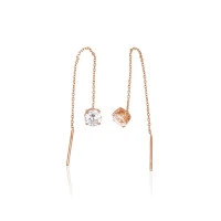 Золотые серьги, 0.93 g, Красное Золото 585 проба, Цирконы