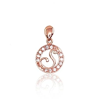 Золотой кулон, 0.82 g, Красное Золото 585 проба, Цирконы, Буква: S