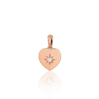 Сердечко, Золотой кулон, Красное Золото 585 проба, Цирконы