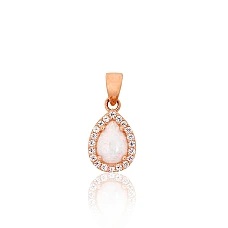 Золотой кулон, 0.95 g, Красное Золото 585 проба, Цирконы , Опалит