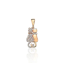 Кошки, Золотой кулон, Красное Золото 585 проба, Цирконы