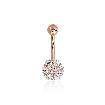 Kuldpiercing nabale, 1.27 g, Punane Kuld 585 proov, Tsirkonid