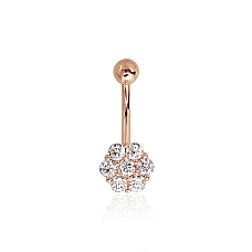 Kuldpiercing nabale, 1.27 g, Punane Kuld 585 proov, Tsirkonid