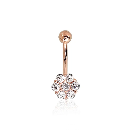 Nabale,  - Kuldpiercing nabale, 1.27 g, Punane Kuld 585 proov, Tsirkonid