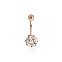 Kuldpiercing nabale, 1.28 g, Punane Kuld 585 proov, Tsirkonid