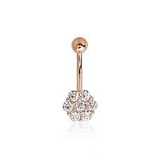 Kuldpiercing nabale, 1.28 g, Punane Kuld 585 proov, Tsirkonid
