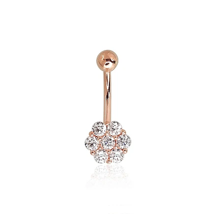 Nabale,  - Kuldpiercing nabale, 1.28 g, Punane Kuld 585 proov, Tsirkonid