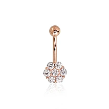 Kuldpiercing nabale, 1.29 g, Punane Kuld 585 proov, Tsirkonid