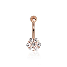 Kuldpiercing nabale, 1.29 g, Punane Kuld 585 proov, Tsirkonid